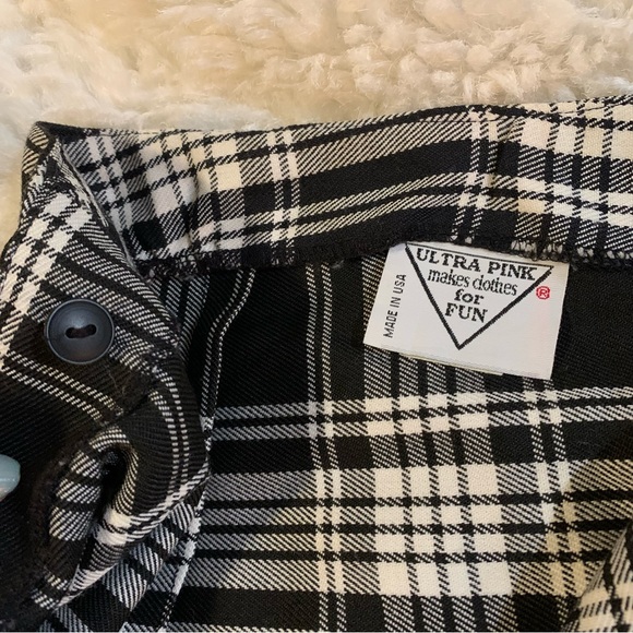 Vintage skirt black and white tartan plaid wrap style xs/s mini - Picture 8 of 11